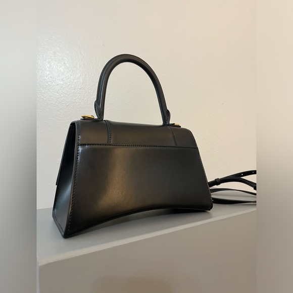 Balenciaga bag, small black and gold hourglass top handle cross body bag - Picture 5 of 9